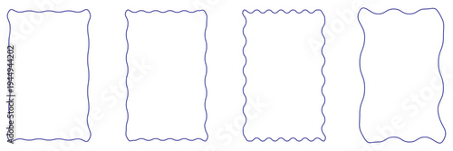 rectangular and square, arch shapes with curvy edges. Cute geometric forms with scalloped borders. Empty textboxes, stickers, tags or labels. Vector