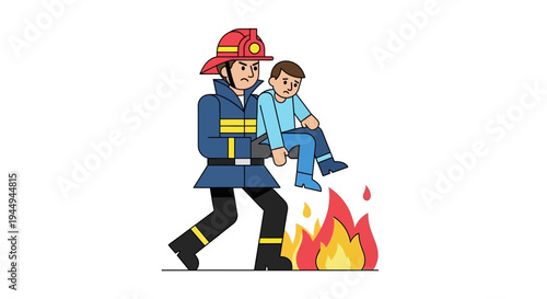 Firefighter heroically rescues a child from a burning building to safety