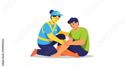 Caring First Responder Provides Immediate Assistance to Injured Person, Offering Essential Aid and Support for Recovery