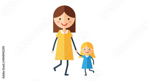 Happy mother and daughter holding hands and walking together in a casual setting, symbolizing family bonding and togetherness