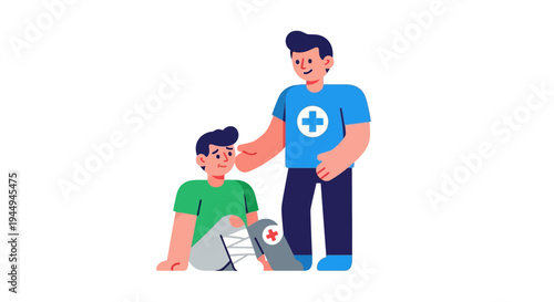 First Aid Assistance A Medical Professional Tends to an Injured Individual