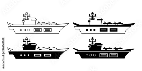 Aircraft Carrier Warship Symbol For Naval Aviation Operations And Military Fleet Defense Color Icon