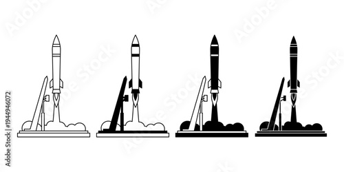 Ballistic Missile Launch Weapon System Symbol For Strategic Military Rocket Deployment Color Icon