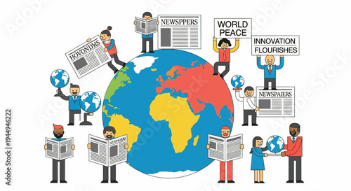 Worldwide Information Exchange Diverse Individuals Reading News and Spreading Ideas Across the Globe to Foster Understanding