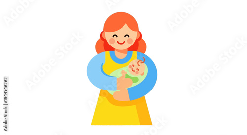 Happy Mother Holding Her Baby with a Gentle Smile, Symbolizing Love and Nurturing