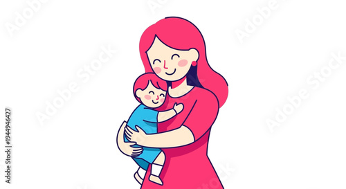 Joyful Mother Gently Cradling Her Smiling Baby, Expressing Unconditional Love and Tender Care in a Beautiful Moment of Family Bonding