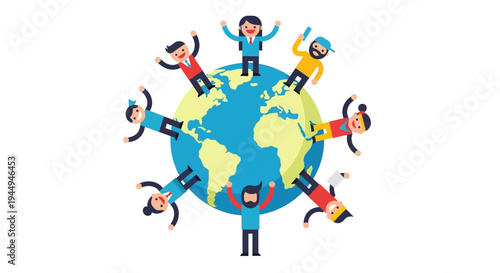Joyful Global Community Diverse Individuals Connecting and Celebrating Together on Earth