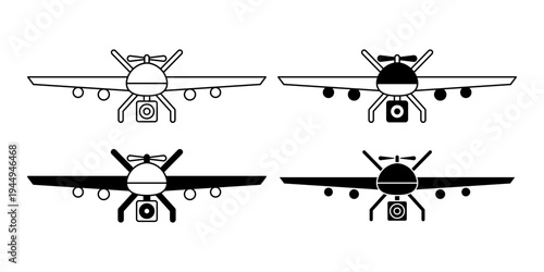 Military Drone UAV Aircraft Symbol For Aerial Surveillance And Remote Aviation Technology Color Icon