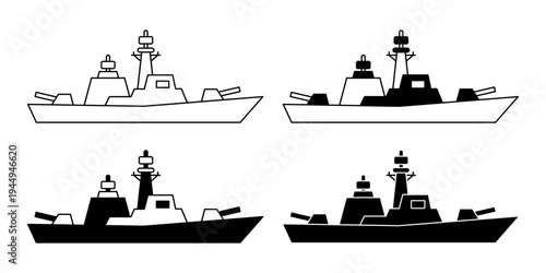 Naval Destroyer Warship Symbol For Maritime Defense Patrol And Military Fleet Operations Color Icon
