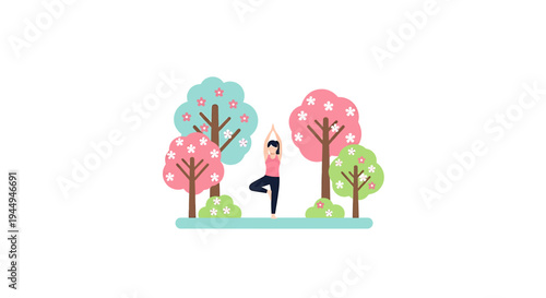 Colorful Park Scene With Couple Among Trees. Vector Illustrations. EPS Editable
