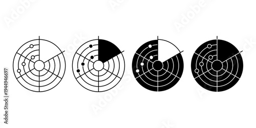 Radar Detection Screen Symbol For Surveillance Monitoring And Military Tracking System Color Icon