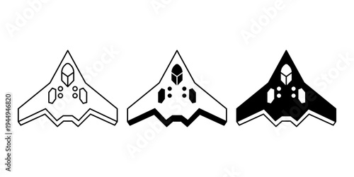 Stealth Bomber Aircraft Symbol For Strategic Military Aviation And Advanced Aerospace Technology Color Icon