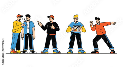 Set of 5 cartoon men vector illustrations