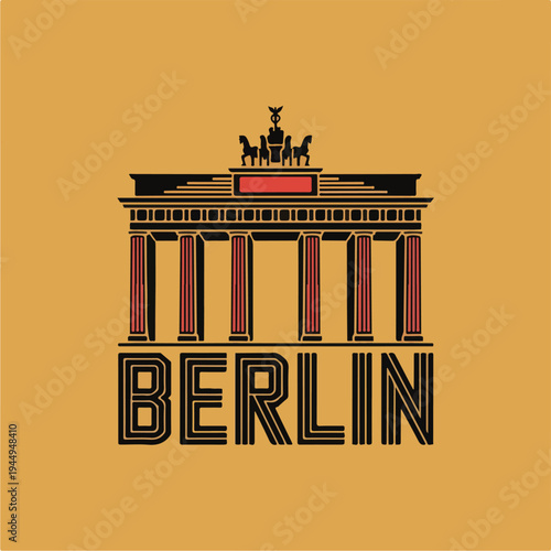 Brandenburg Gate Berlin Landmark Symbol Graphic Design.