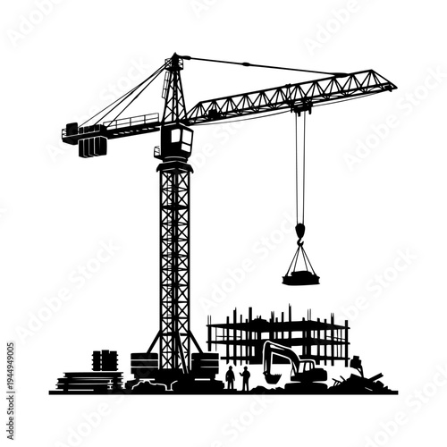 construction site with crane