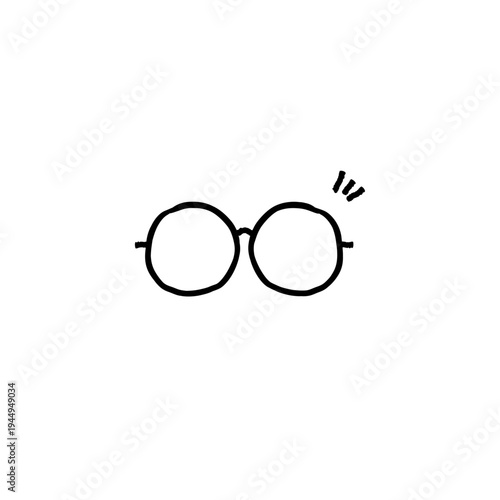 少し光った手描きのメガネのアイコン