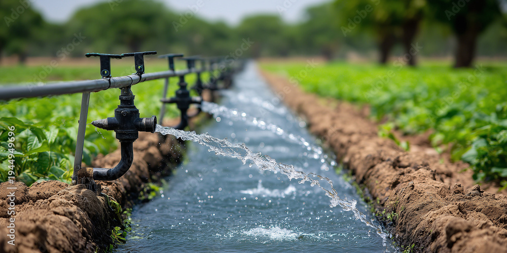 Fototapeta premium Enhancing food security through agricultural technology boosting crop yields with advanced irrigation systems in sustainable farming practices