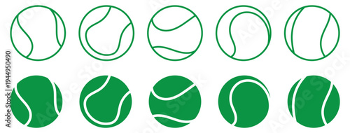 A vector icon set of tennis and Basketball icon, showcasing both filled and outline styles for sports design outline and filled vector illustration.