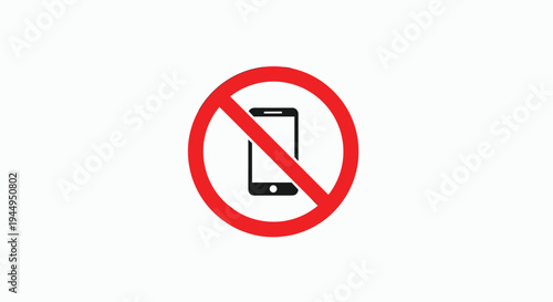 Free Download A distinct prohibition sign prominently displays a black smartphone icon within a red circle with a diagonal line on a clean white background. - GFXLoad