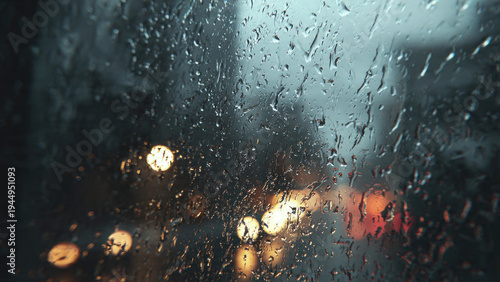 raindrops on car window glass