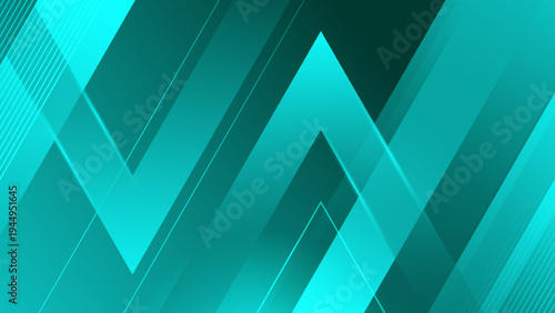 Fresh turquoise composition with futuristic overlapping glass shapes