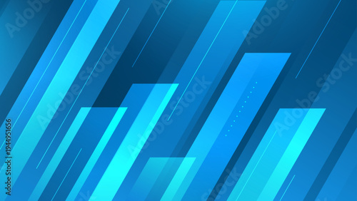 Dynamic blue background featuring slanted geometric shapes and glowing light streaks for corporate or technology themes