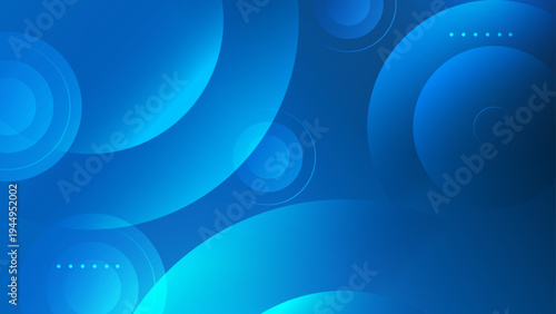 Corporate blue abstract background with vibrant cyan circular layers and glowing light reflections for professional network and cloud tech