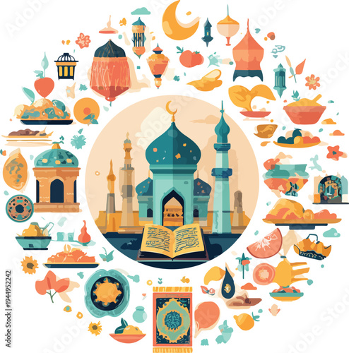 Ancient Castle Vector Illustration in Fairy Tale Village