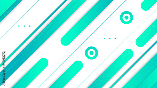 Fresh tosca and cyan diagonal geometric background with fluid lines and modern abstract shapes on white backdrop