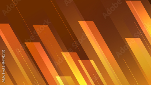 Vibrant orange and brown background with diagonal speed lines and geometric rectangular shapes representing energy and fast motion