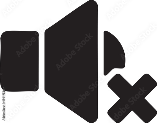 Muted Speaker Icon With Cross Symbol Minimal Audio Mute Sound Off Control Illustration Design