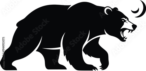 Aggressive Black Bear Roaring Vector Illustration for Mascot, Logo, or Wild Animal Design
