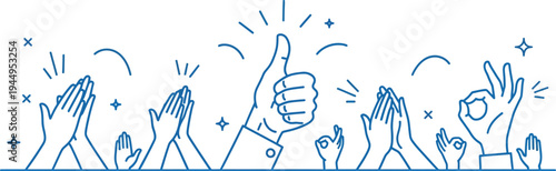 Applauding Hands and Thumbs Up Vector Illustration for Success and Approval Concepts