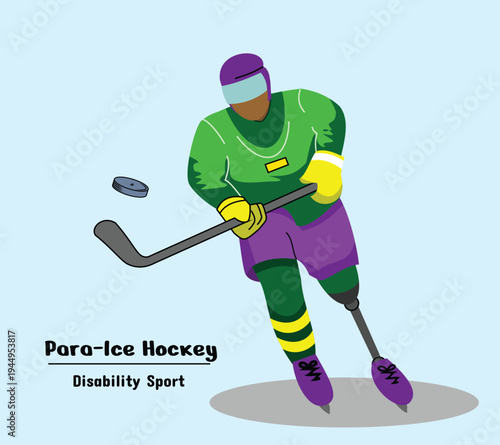 ice hockey disability player illustration