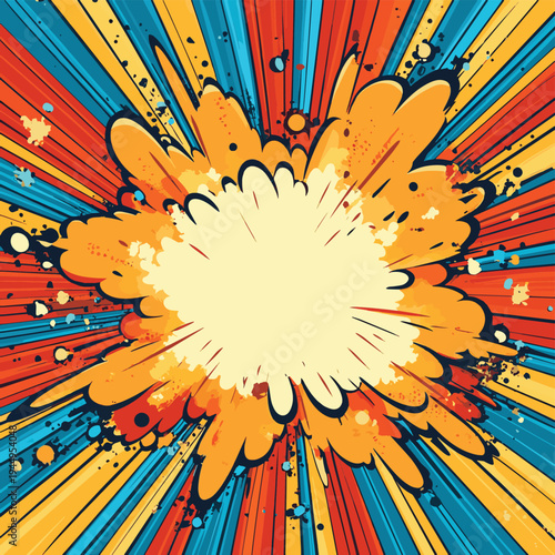 Background filled with vibrant comic book explosions. , vector style simple color