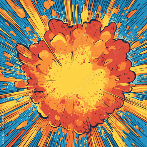 Background filled with vibrant comic book explosions. , vector style simple color