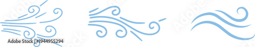 Doodle wind line sketch icon set collection group, hand drawn breeze swirl air flow motion outline symbol, minimal weather element, simple gust, abstract curve design for logo ui infographic.