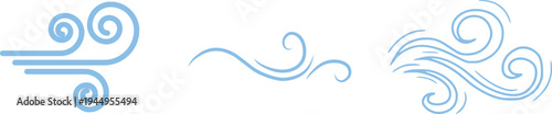 Doodle wind line sketch icon set collection group, hand drawn breeze swirl air flow motion outline symbol, minimal weather element, simple gust, abstract curve design for logo ui infographic.