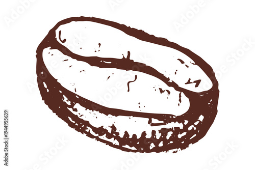 Hand drawn fresh roasted coffee bean Arabica robusta seed doodle Single element for print, web, design, decor