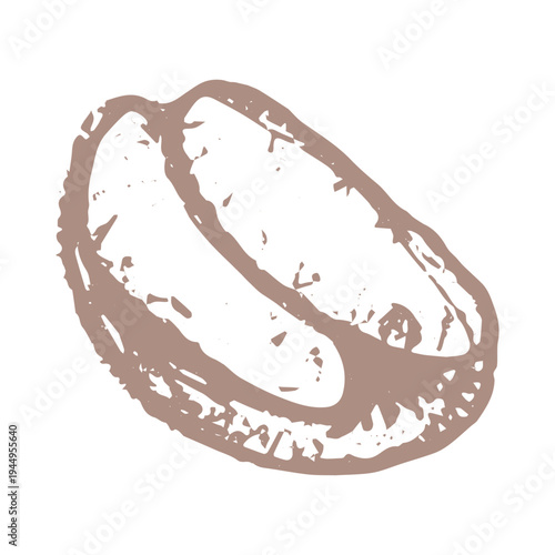 Hand drawn fresh roasted coffee bean Arabica robusta seed doodle Single element for print, web, design, decor
