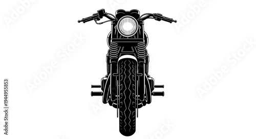 Vintage Motorcycle Front View Silhouette.