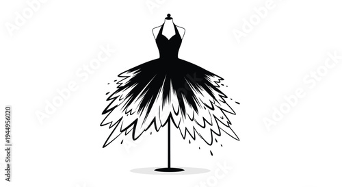 Vector illustration of black dress on mannequin