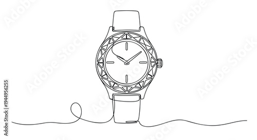 Vector illustration of a single line art watch