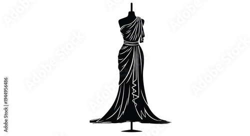 Vector illustration of a black evening dress on a mannequin