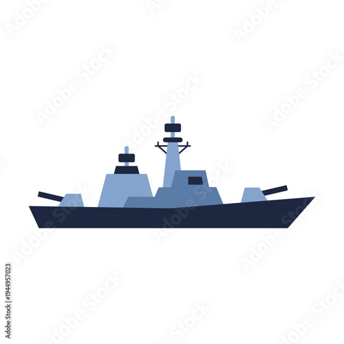 Naval Destroyer Military Warship Symbol For Maritime Fleet Defense Operations Color Icon