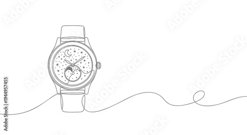 Vector illustration of a wristwatch with a wavy line