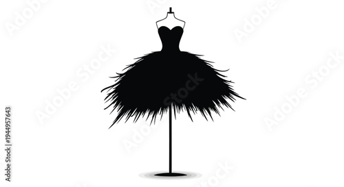 Black dress silhouette vector, fashion illustration