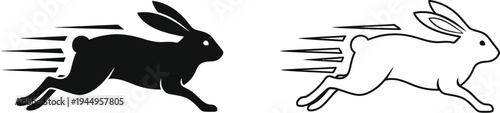 Racing rabbits black and white silhouettes Vector