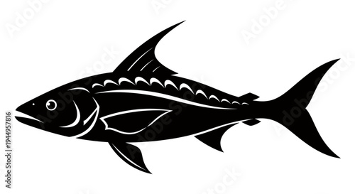 Silhouette of a Streamlined Fish in Profile.