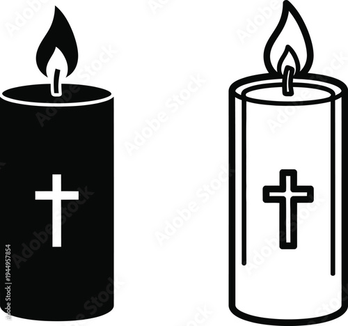 Black and white candles with cross symbols Vector